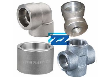 Stainless Steel Socket Weld Pipe Fittings 1 / 8 - 4 Inch Size 9000LB Pressure BS3799